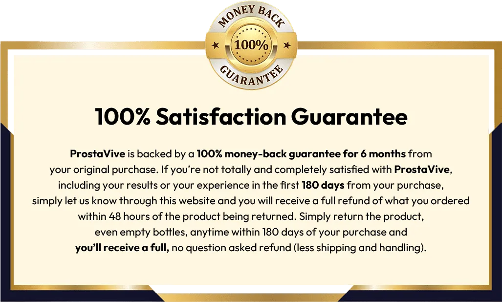 ProstaVive 180-day money-back guarantee information